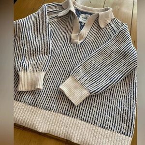 Aerie Womens Knit Oversized Pullover Sweater Blue Winter White Cozy Warm large